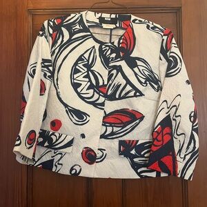 Les Copains Red and Navy Abstract Blazer